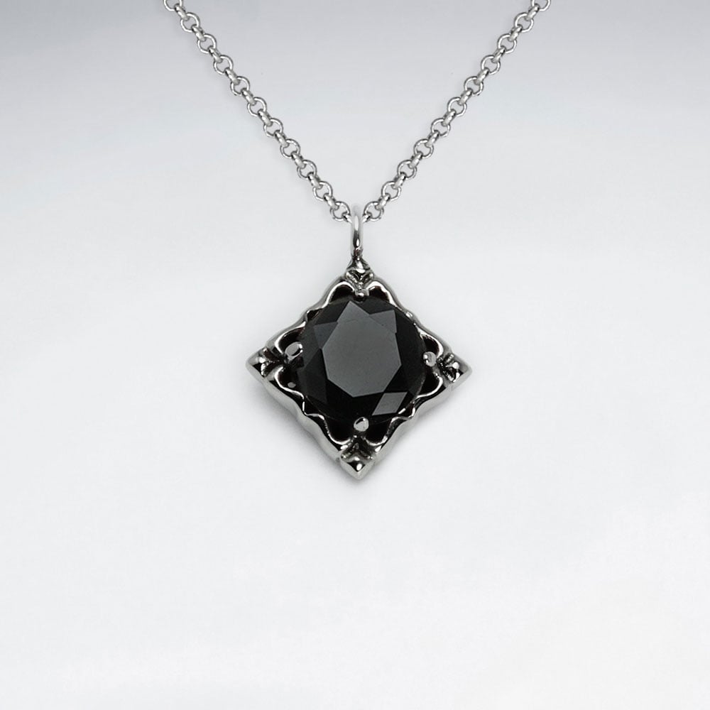 Stainless Steel Marquis Solitaire Crystal Pendant