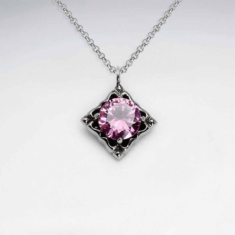 Stainless Steel Marquis Solitaire Crystal Pendant