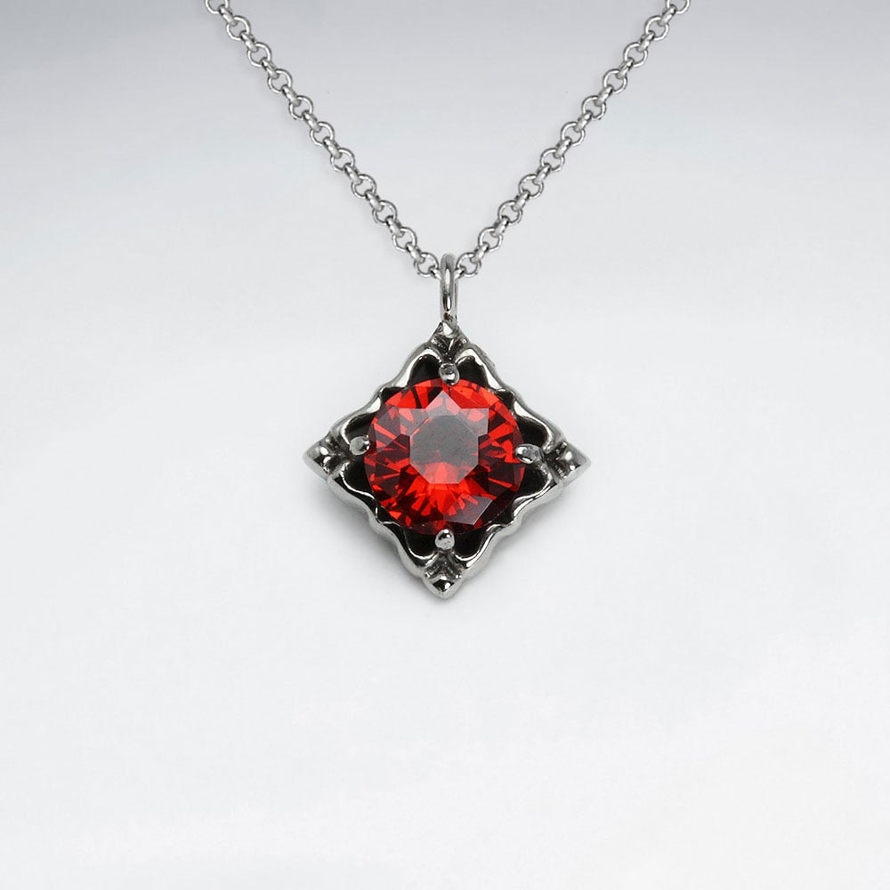 Stainless Steel Marquis Solitaire Crystal Pendant