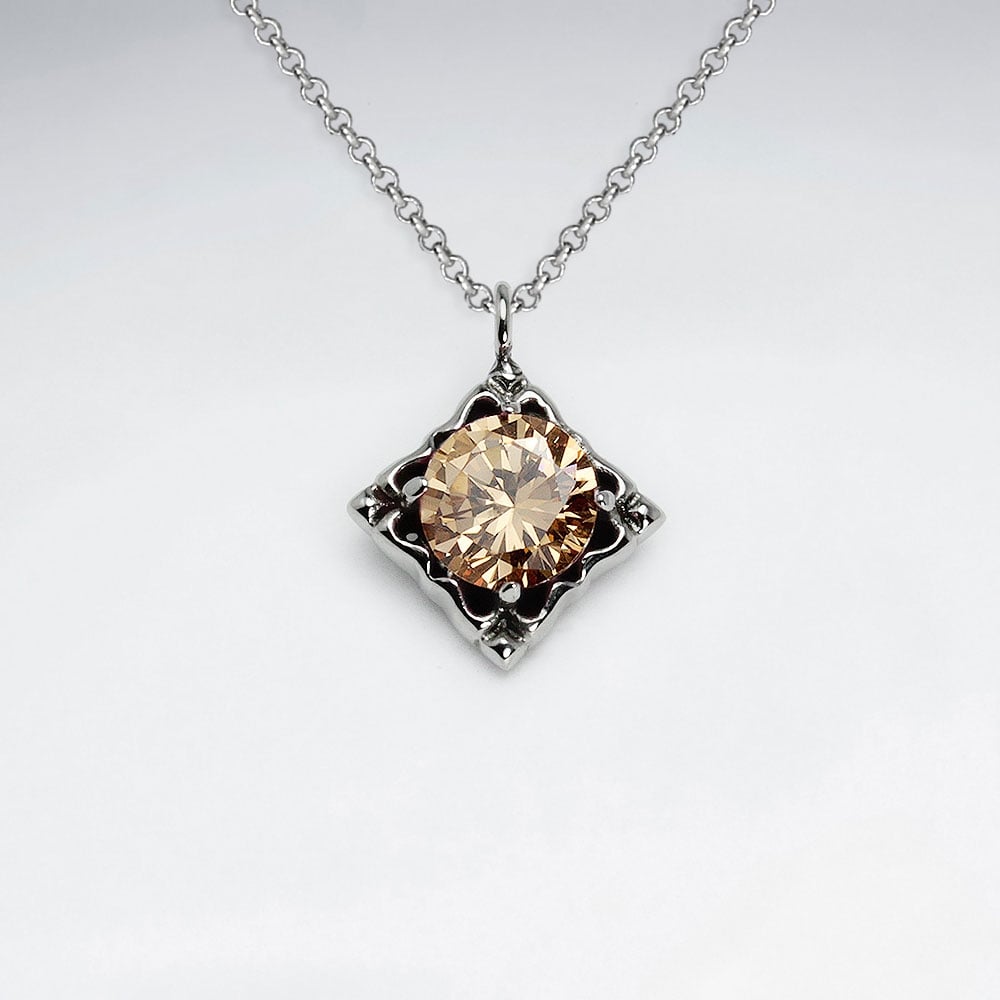 Stainless Steel Marquis Solitaire Crystal Pendant
