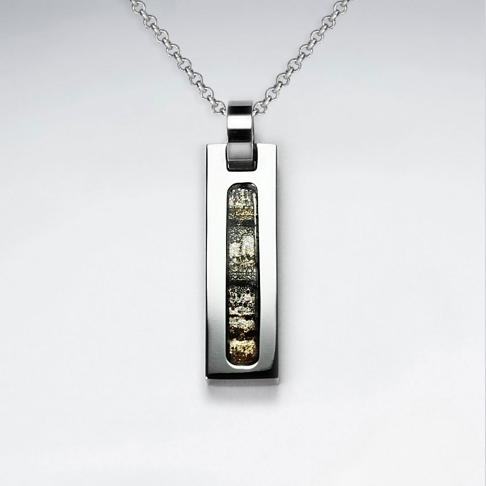 Stainless Steel Gem Lined Pendant