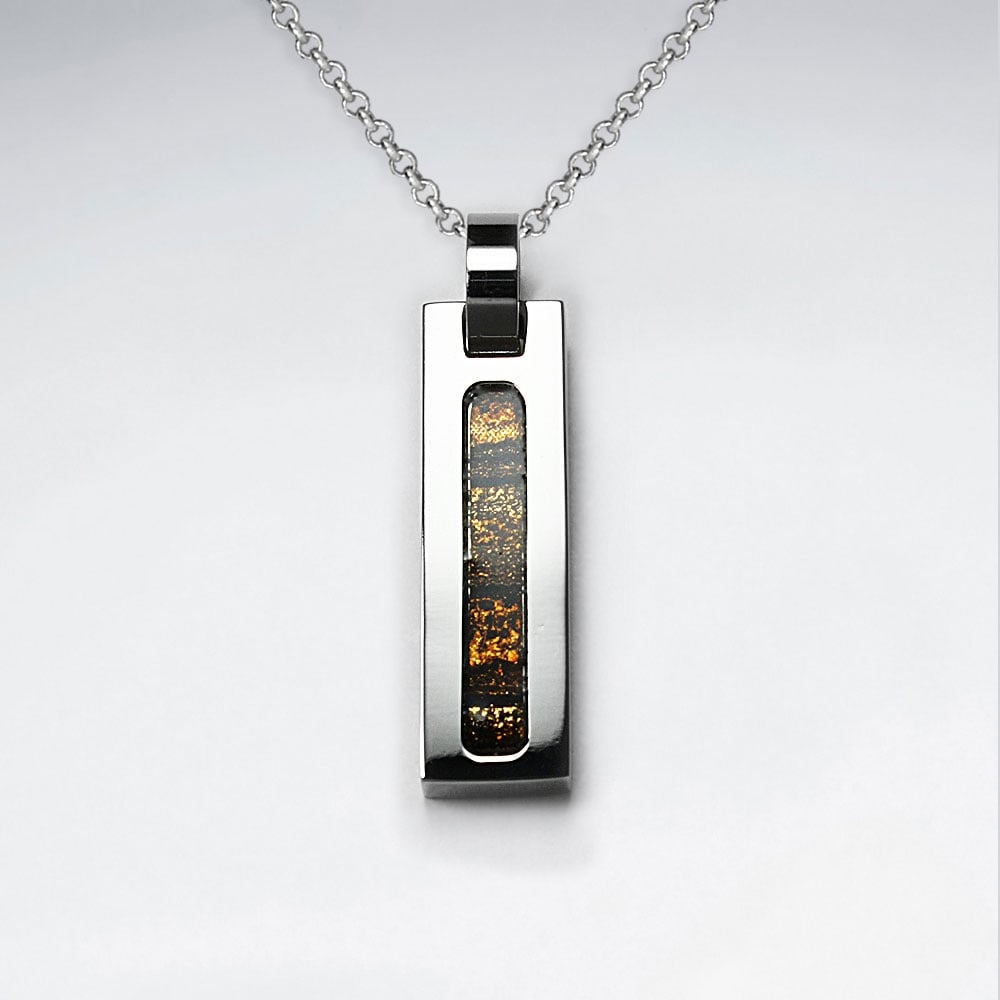 Stainless Steel Gem Lined Pendant