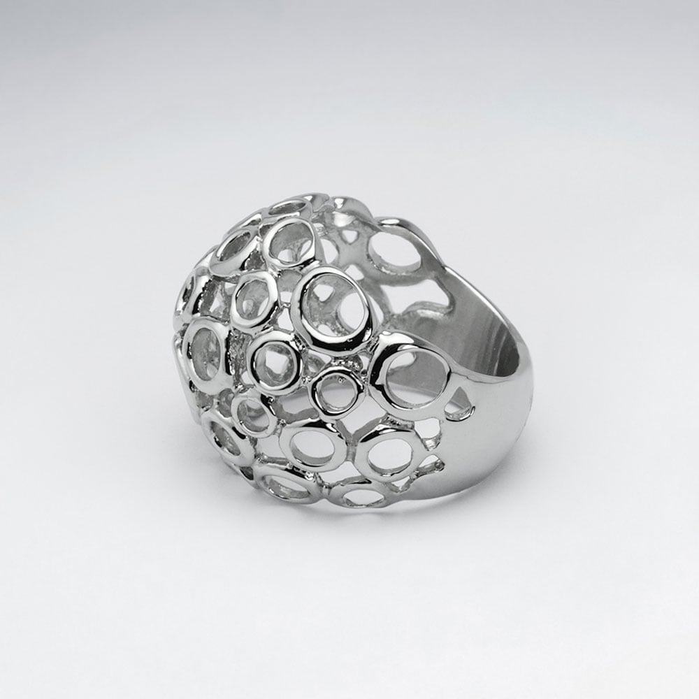 Stainless Steel Openwork Circles Design Ring