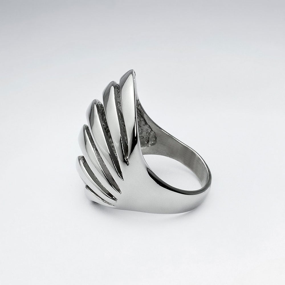 Stainless Steel Openwork Wave Fashion Ring