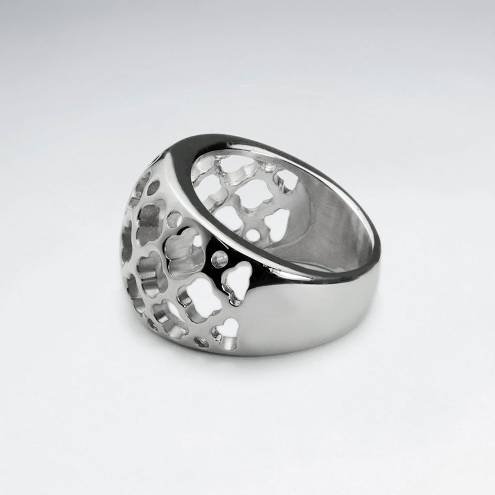 Stainless Steel Openwork Trefoil Ring