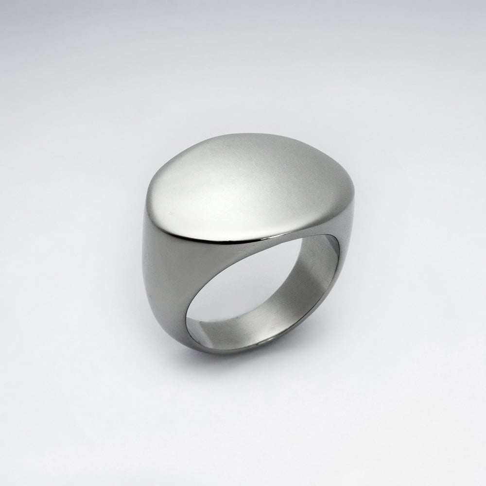 Stainless Steel Sleek Oval Smooth Top Ring