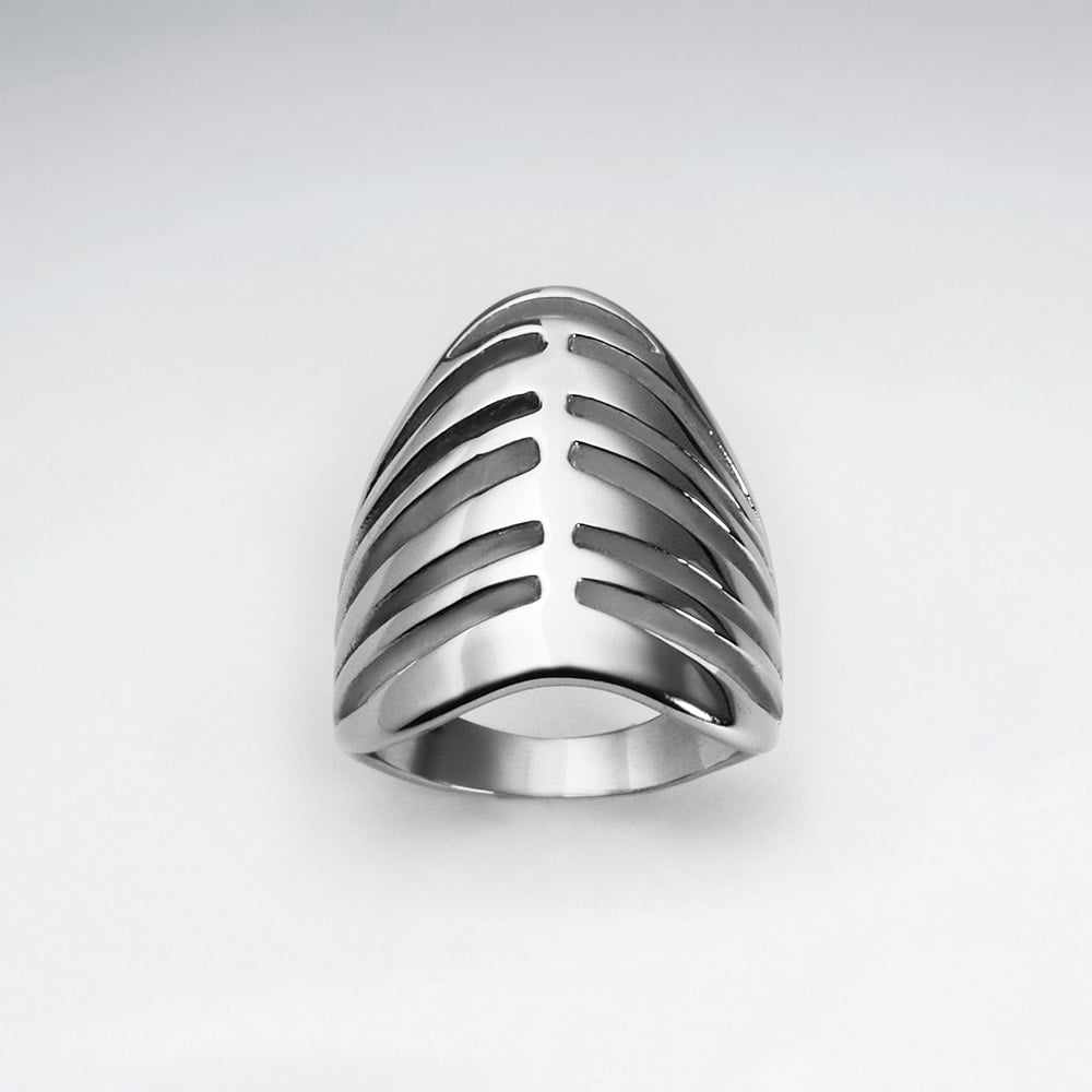 Stainless Steel Layered Split Statement Ring