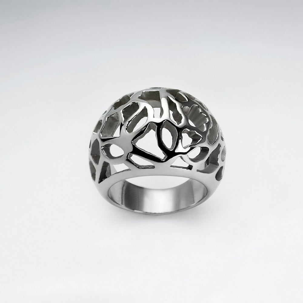 Stainless Steel Openwork Filigree Rose Ring