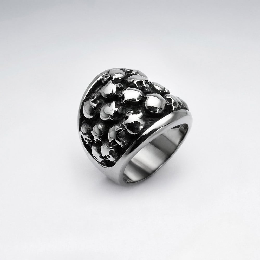 Stainless Steel Bubbled Skull Ring