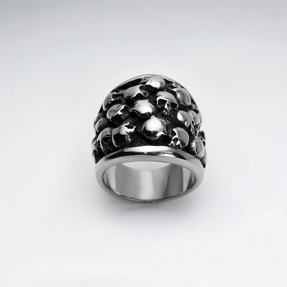 Stainless Steel Bubbled Skull Ring