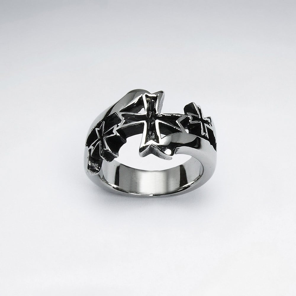 Stainless Steel Triple Cross Ring