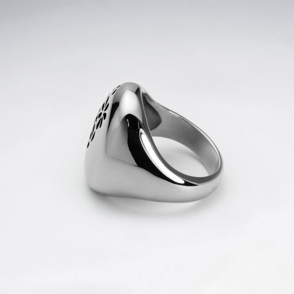 Stainless Steel Flower Imprint Textured Ring
