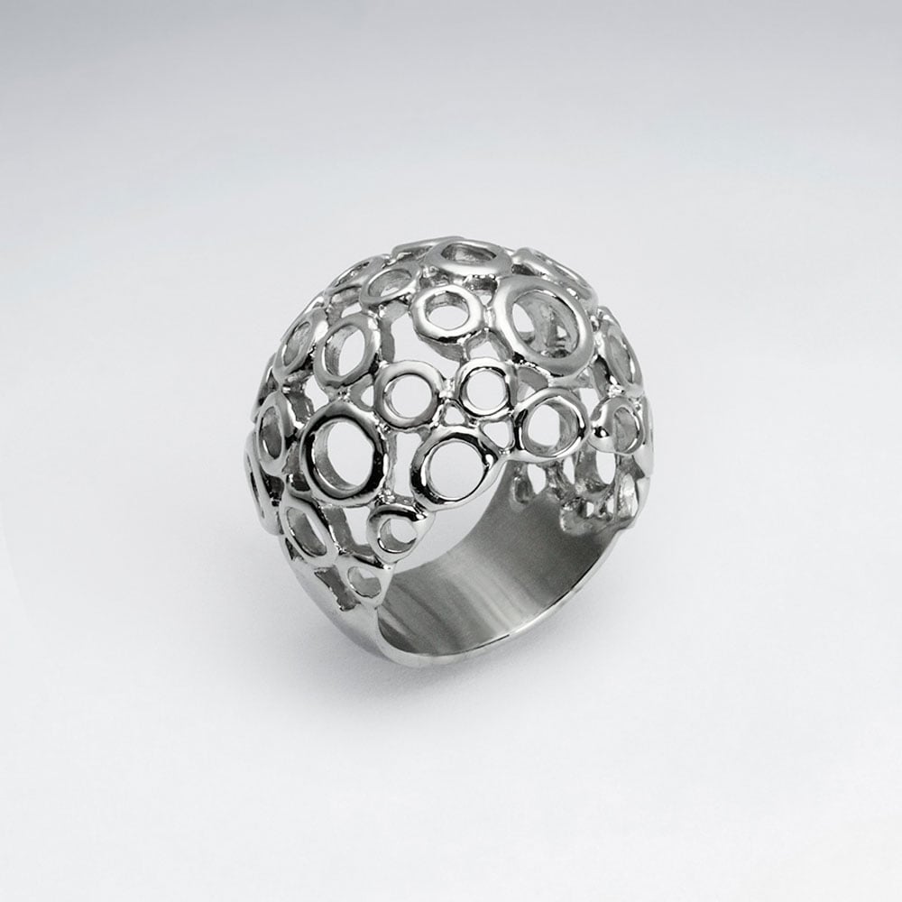 Stainless Steel Openwork Circles Design Ring