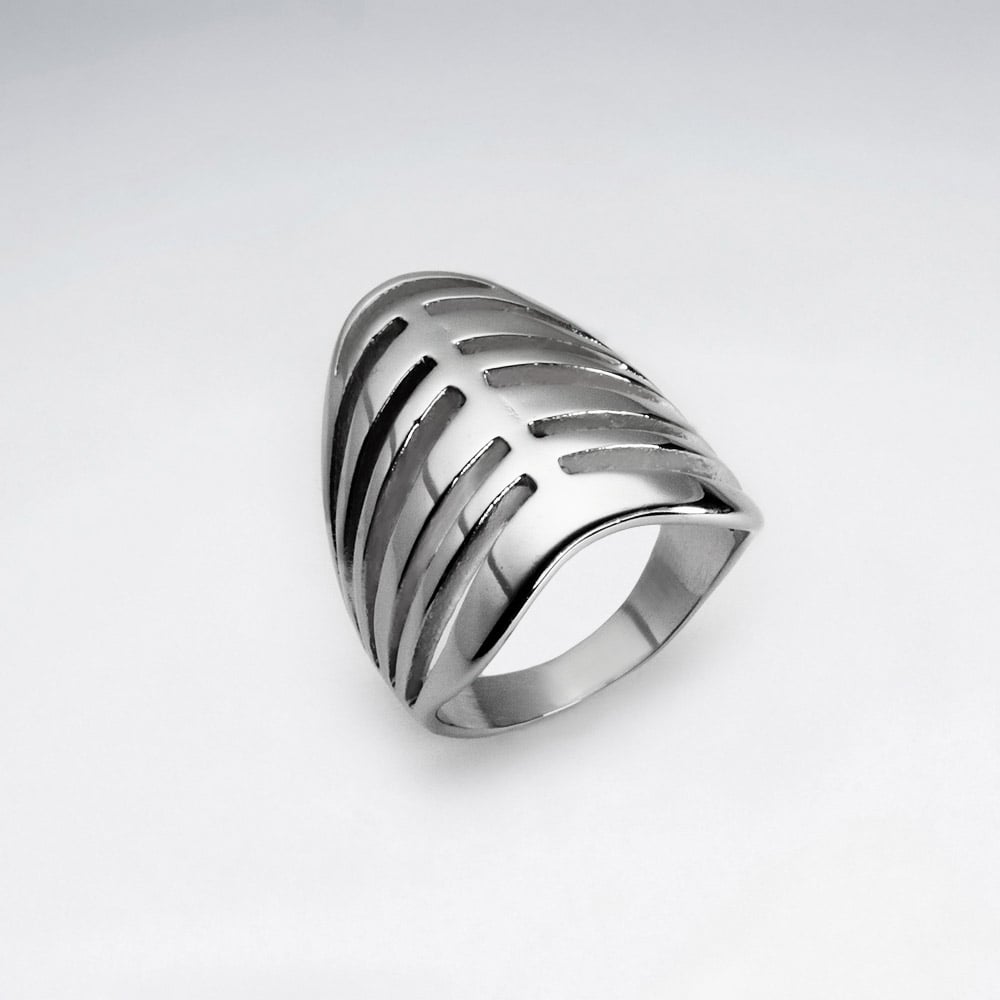 Stainless Steel Layered Split Statement Ring