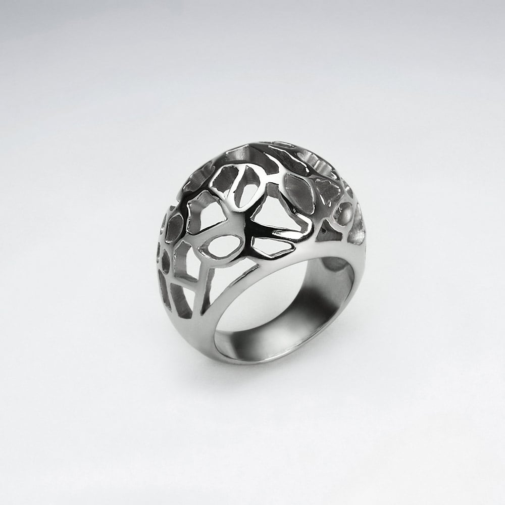 Stainless Steel Openwork Filigree Rose Ring