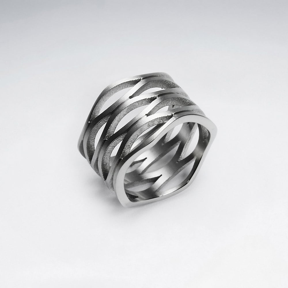 Stainless Steel  Cutout Pattern Ring