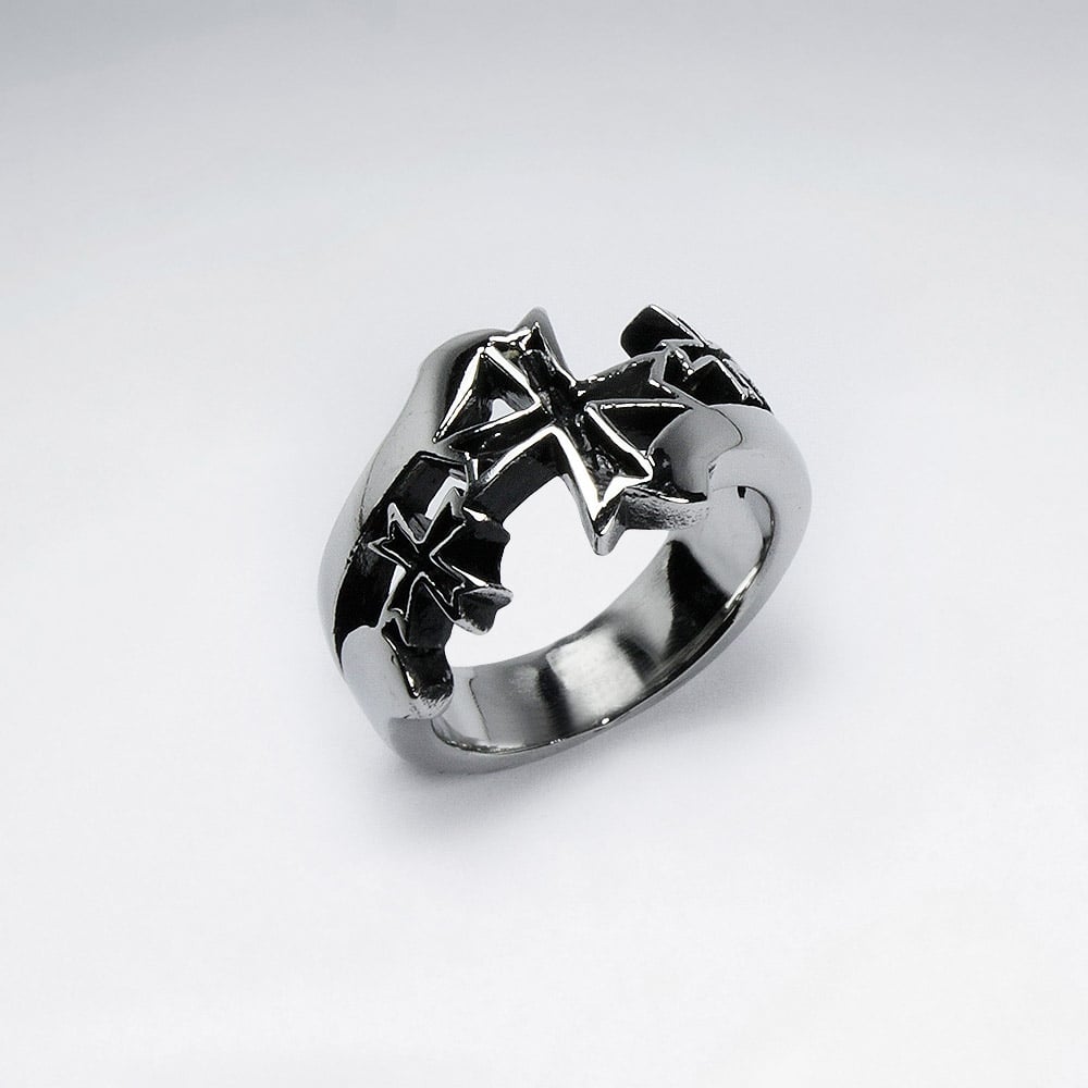 Stainless Steel Triple Cross Ring