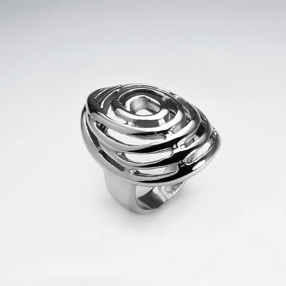 Stainless Steel Mystical Spiral Cutout Ring