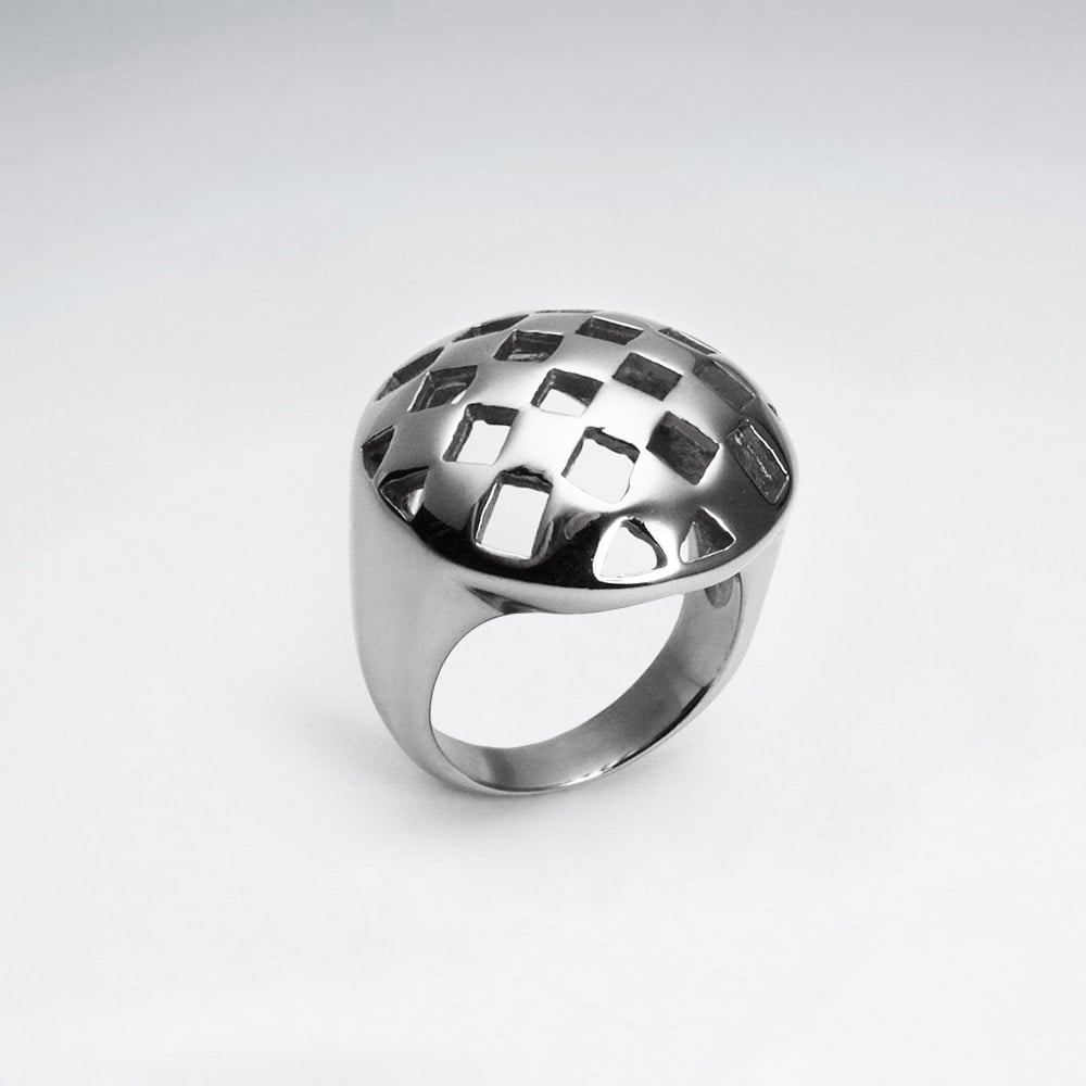 Stainless Steel Domes Checkered Cutout Ring