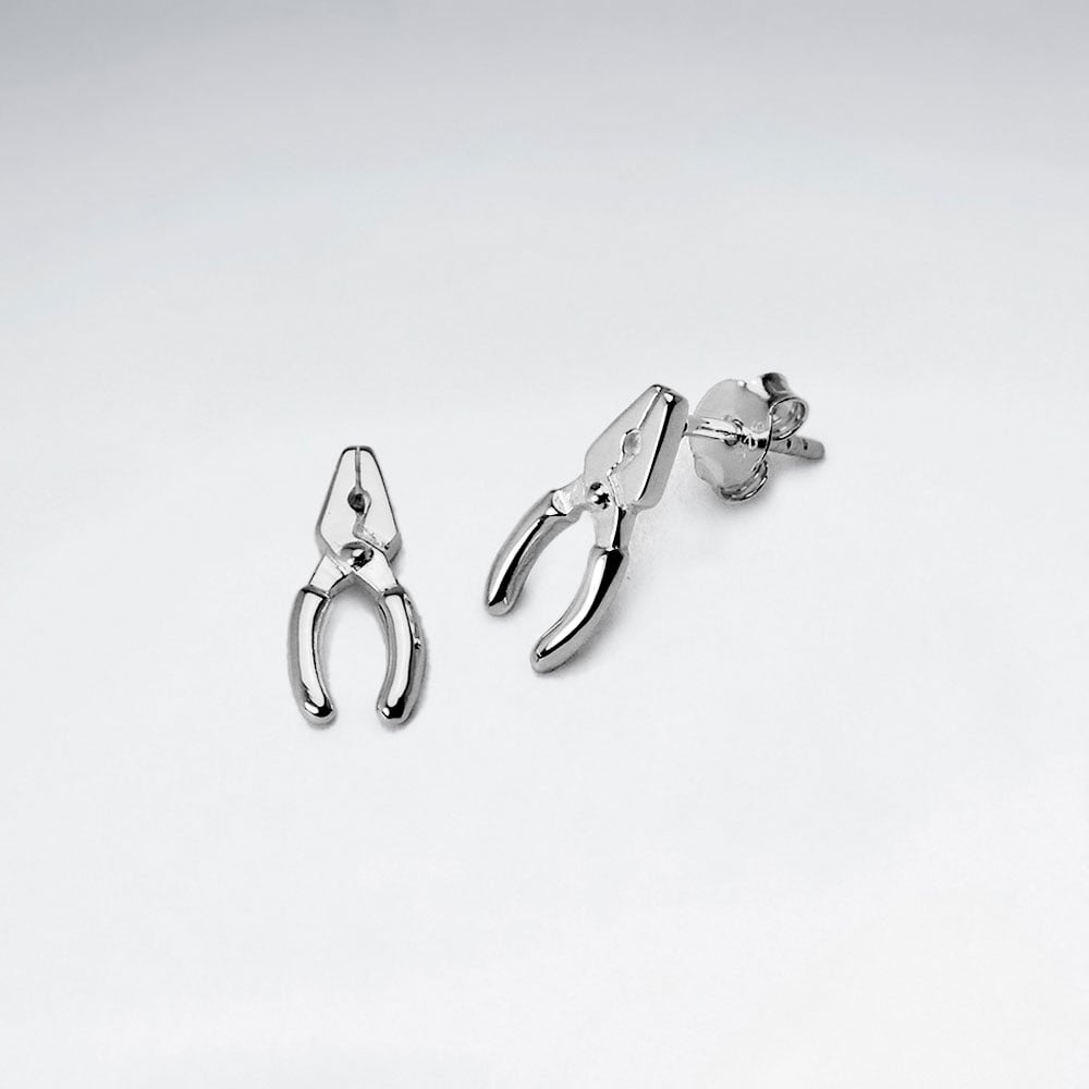 925 Silver Pair of Pliers Stud Earrings
