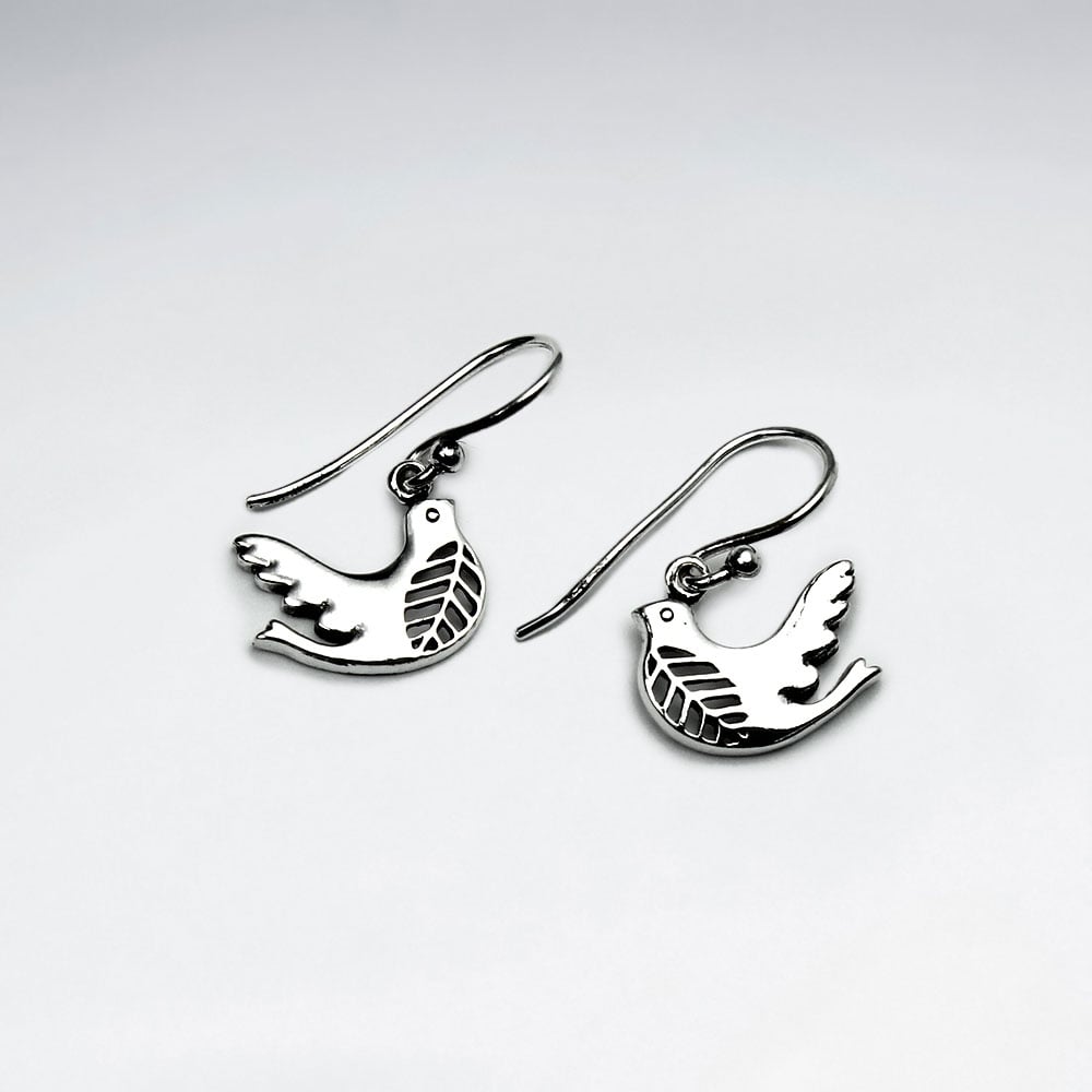 925 Silver Dove Hook Earrings