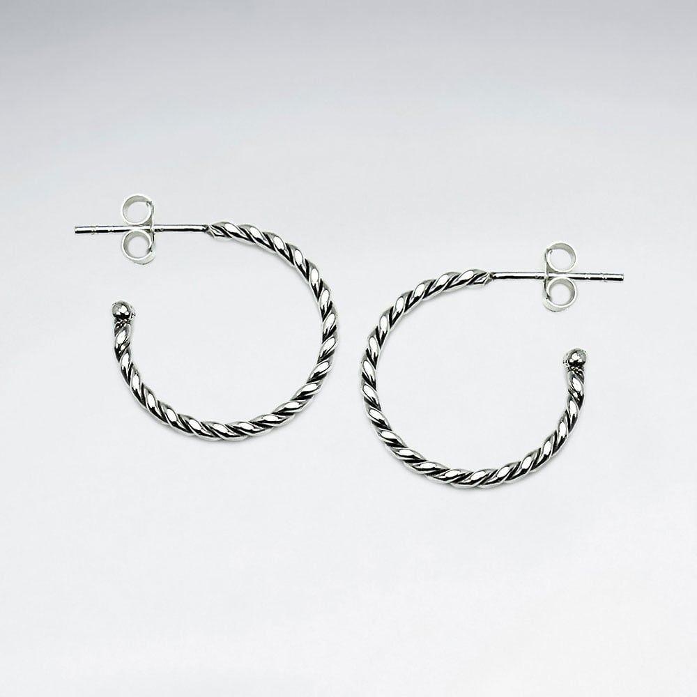 925 Silver Half Hoop Twist Earrings