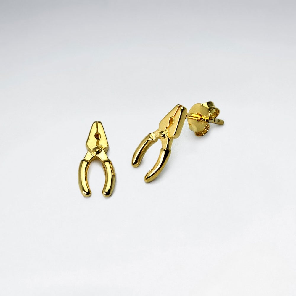 925 Silver Pair of Pliers Stud Earrings
