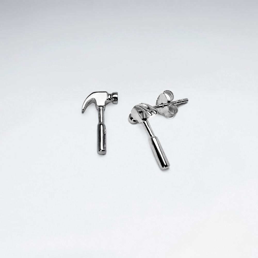925 Silver Hammer Stud Earrings