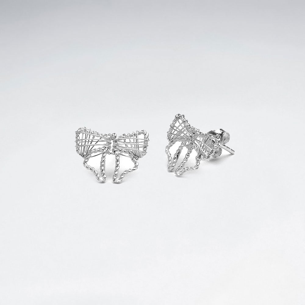 925 Silver Openwork Bow Stud Earrings