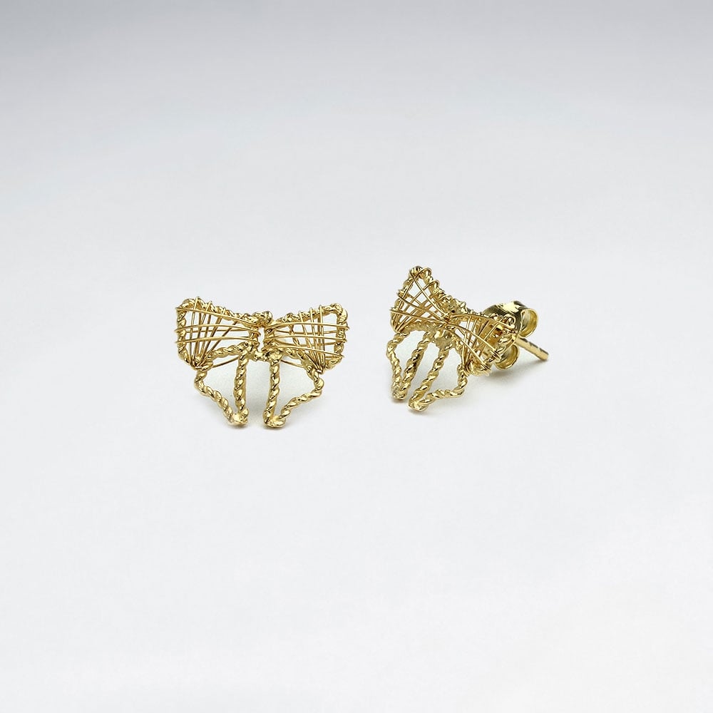 925 Silver Openwork Bow Stud Earrings