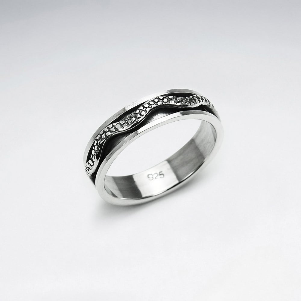 Snake Skin Dimensional Oxidized Ring