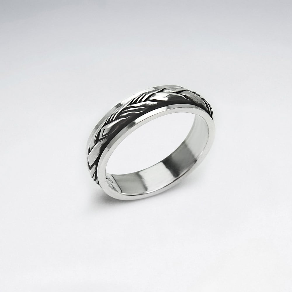 Rope Braid Silver Oxidized Ring
