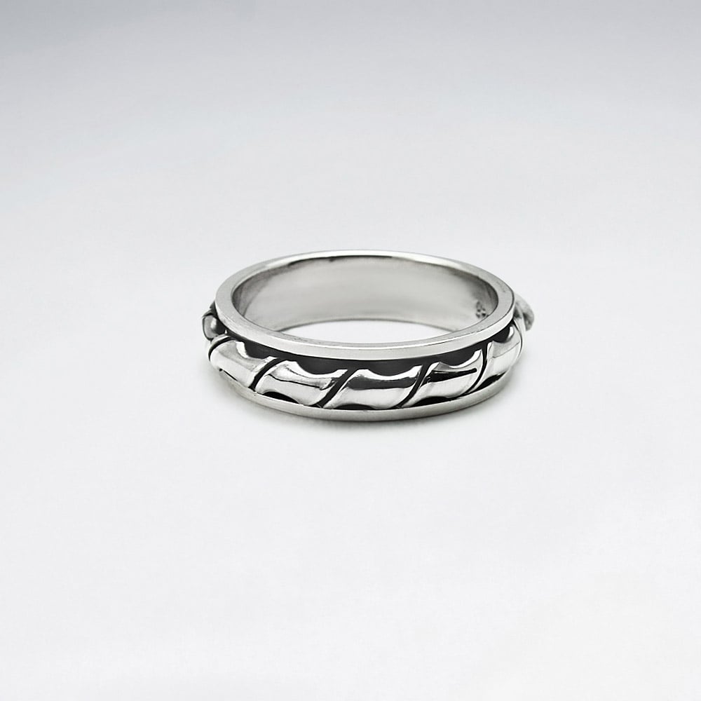 Oxidized Silver Unisex Twist Band