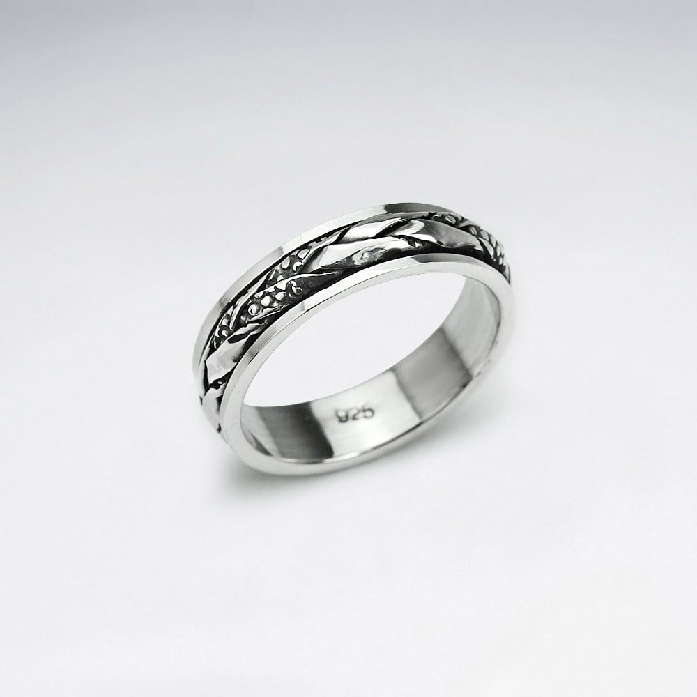 Oxidized Silver Braided Ring
