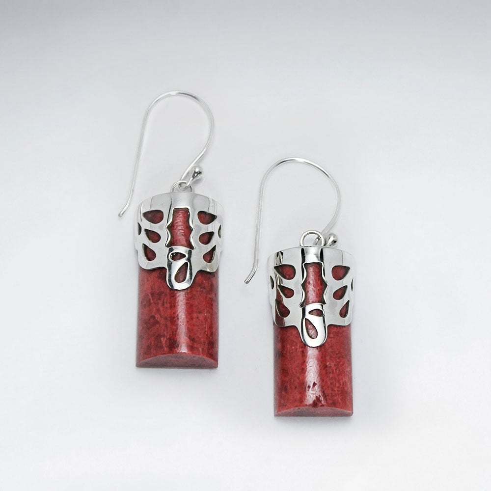 Stering Silver With Coral Earring