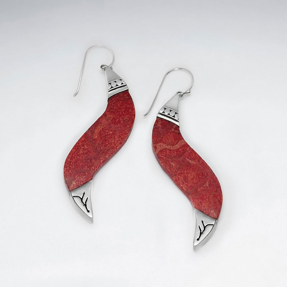 Stering Silver With Coral Earring