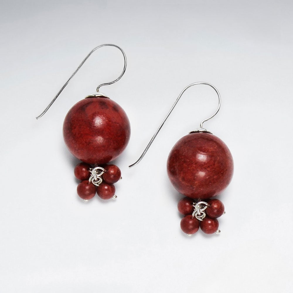 Stering Silver With Coral Earring