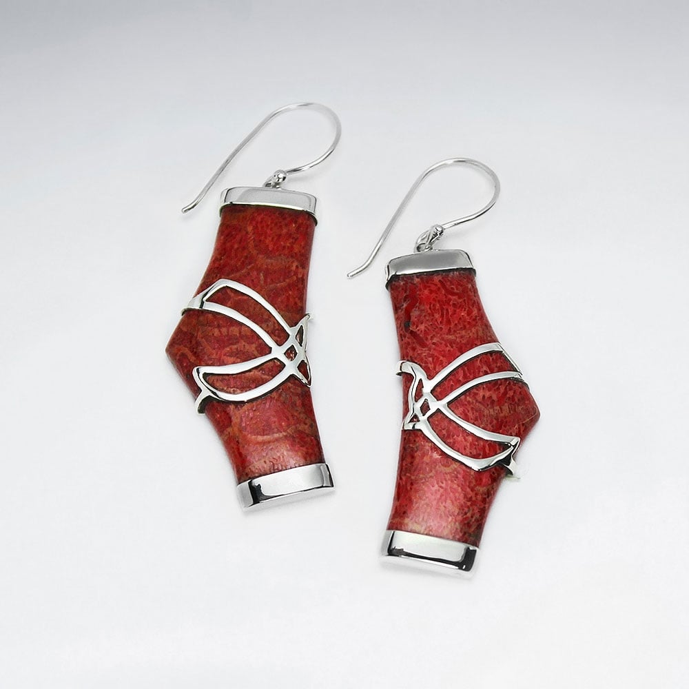Stering Silver With Coral Earring