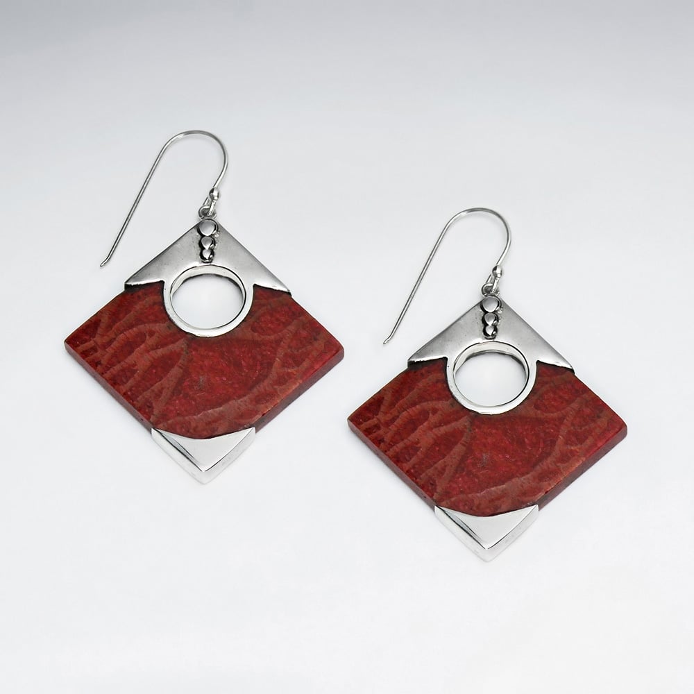 Stering Silver With Coral Earring