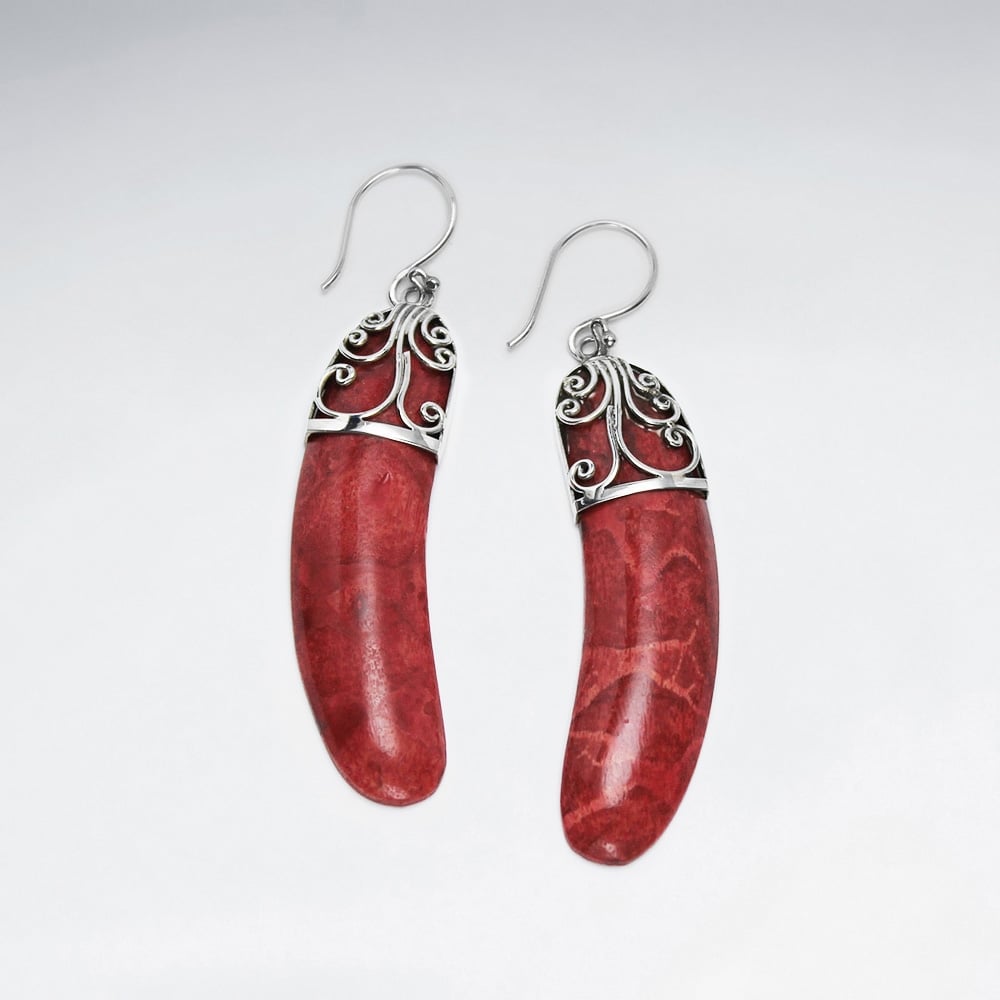 Stering Silver With Coral Earring