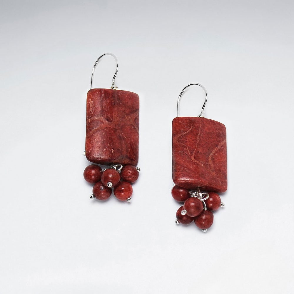 Stering Silver With Coral Earring