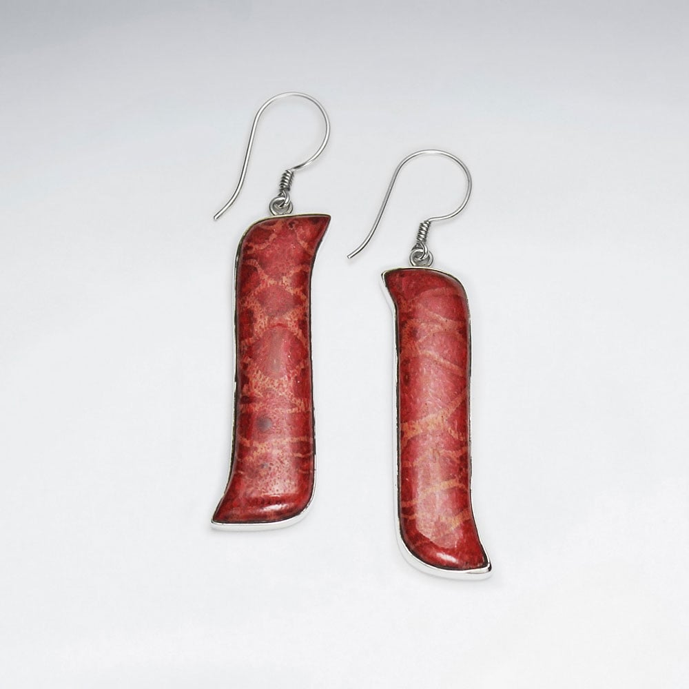 Stering Silver With Coral Earring