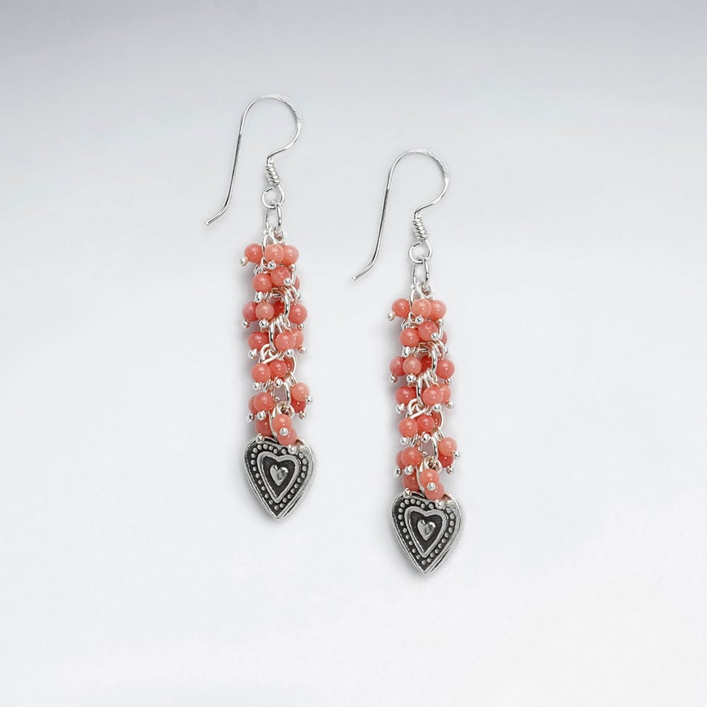 Stering Silver With Coral Earring