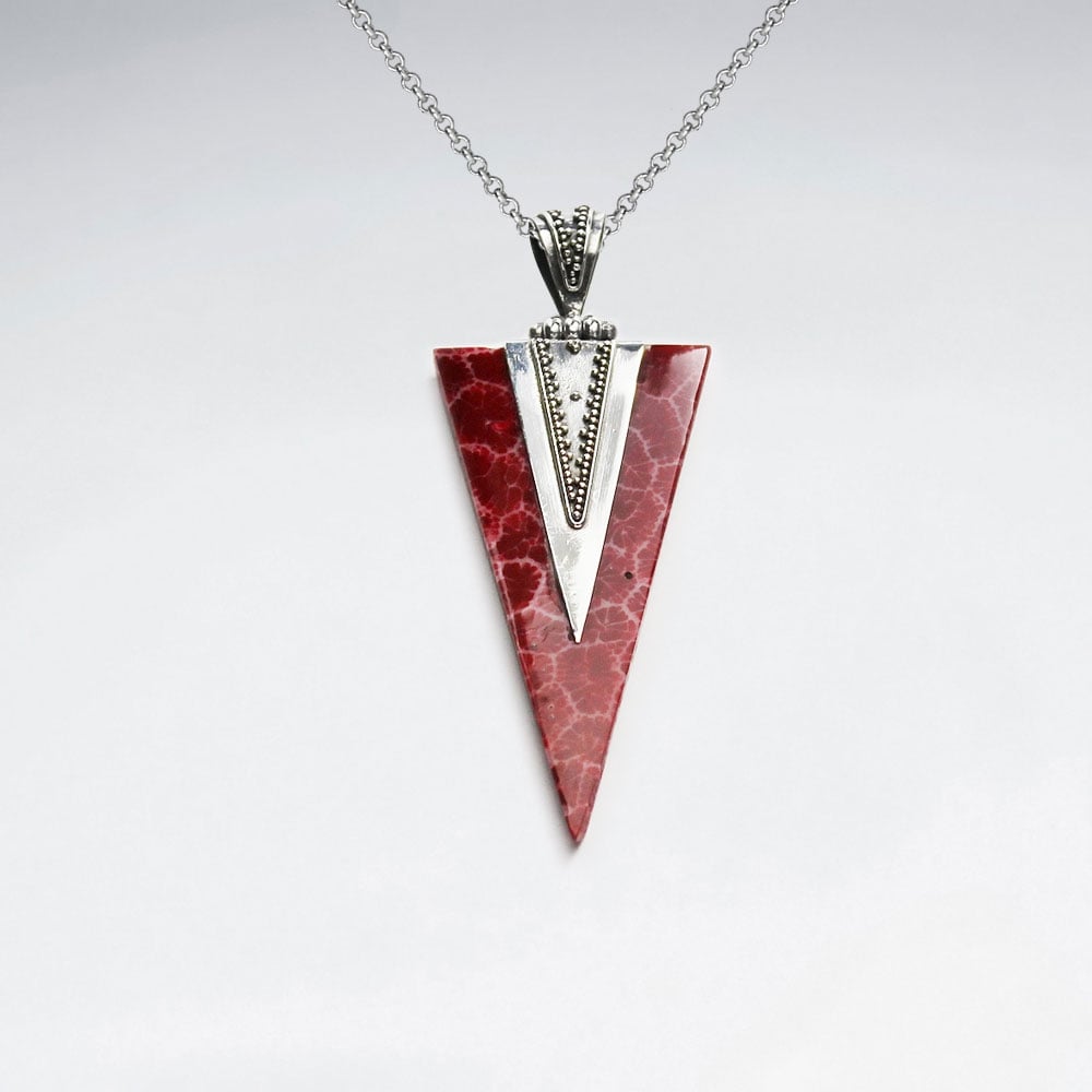 Sterling Silver With Coral Pendant