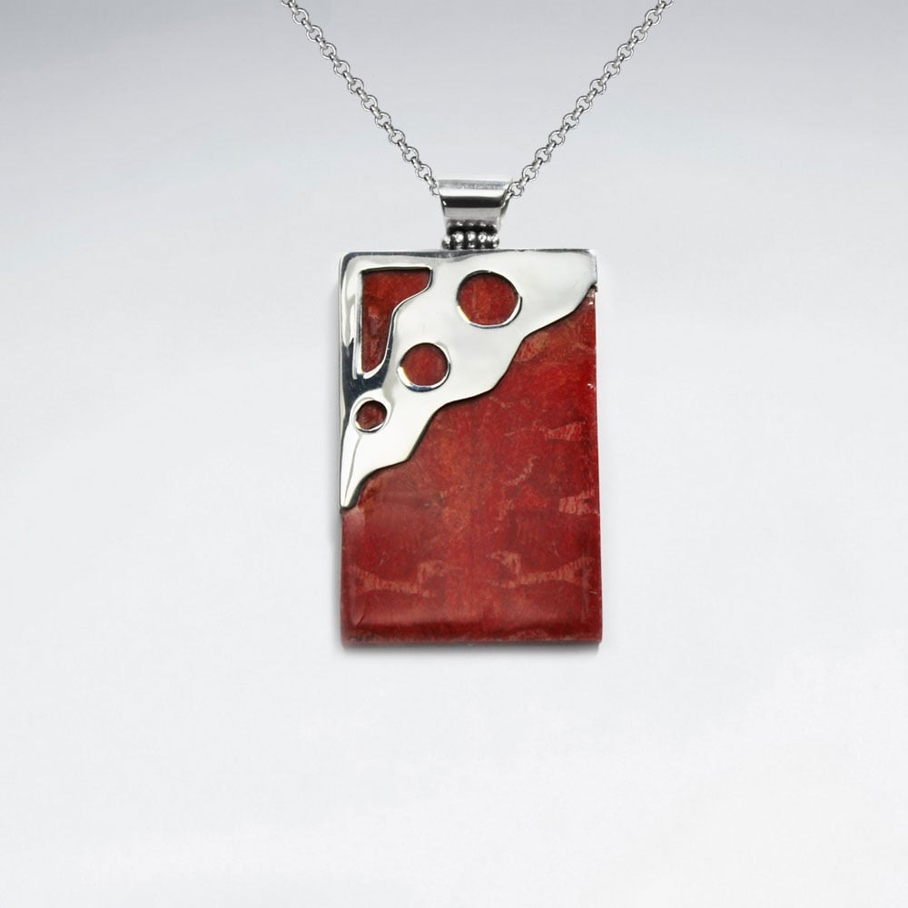 Sterling Silver With Coral Pendant