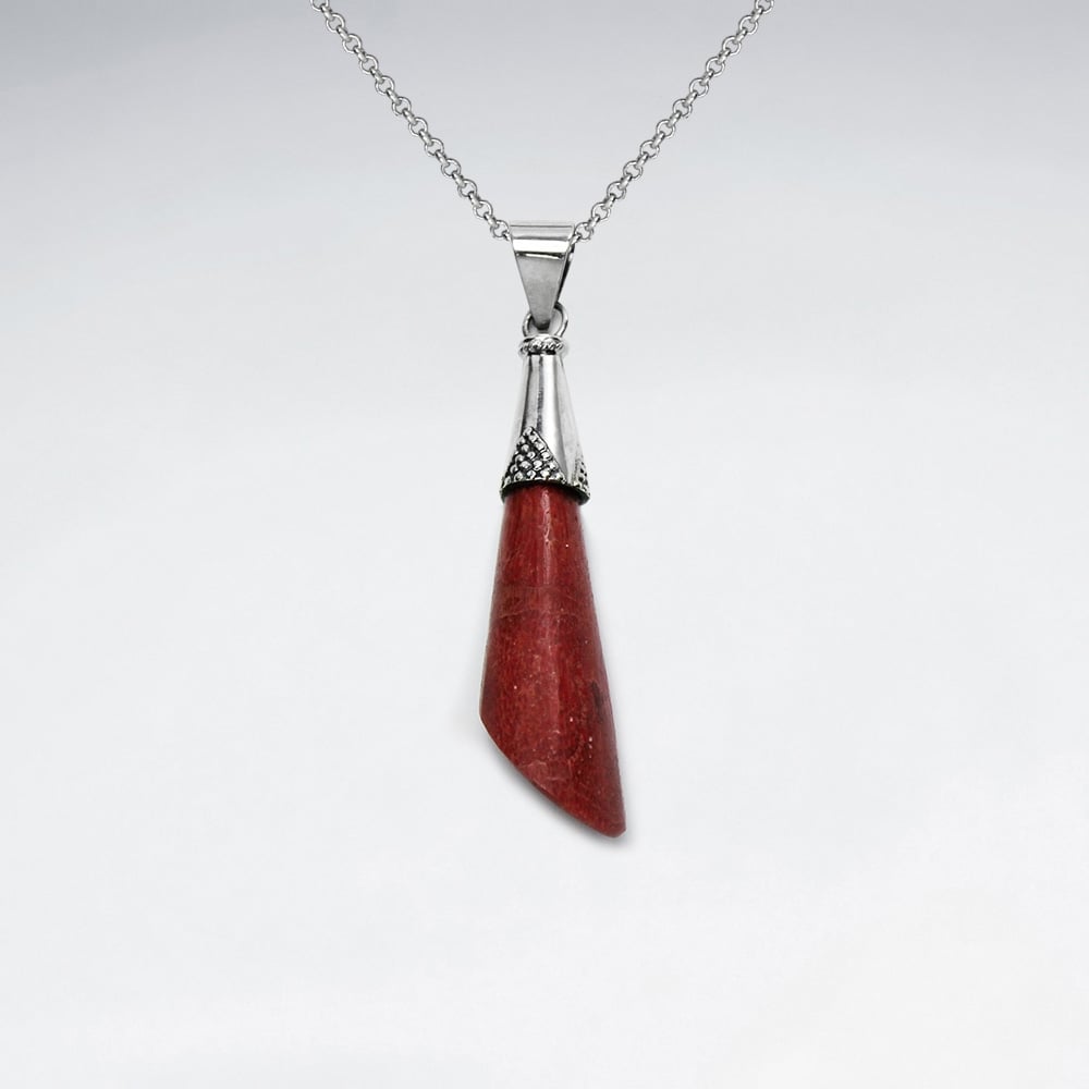 Sterling Silver With Coral Pendant