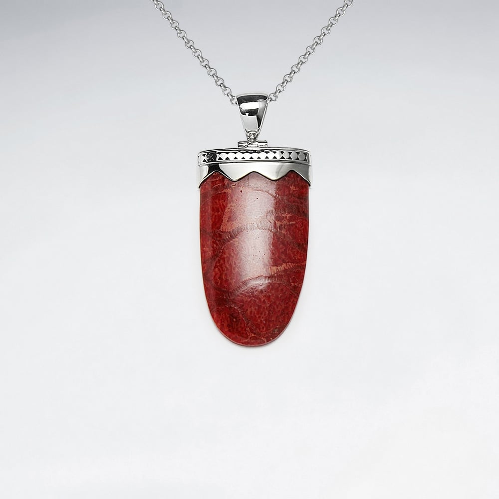 Sterling Silver With Coral Pendant