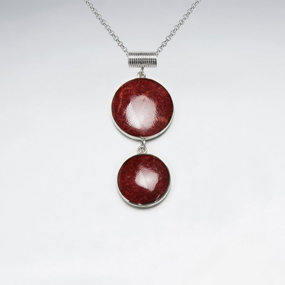 Stering Silver With Coral Pendant