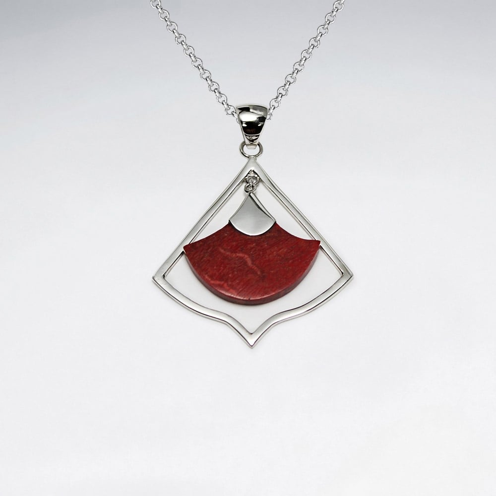 Stering Silver With Coral Pendant