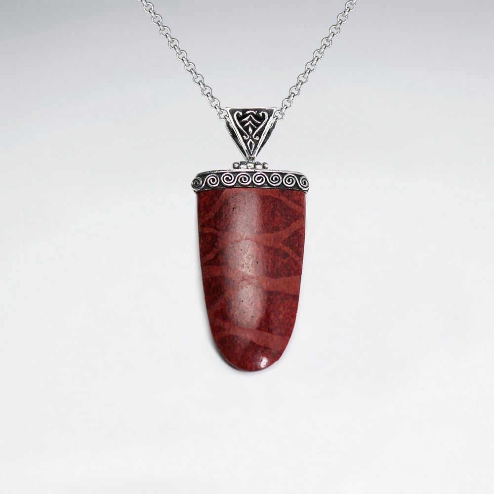 Sterling Silver With Coral Pendant